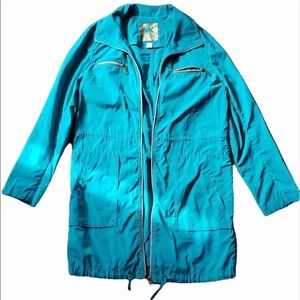 Michael Kors Lightweight Full Zip Coat | Teal | Size M